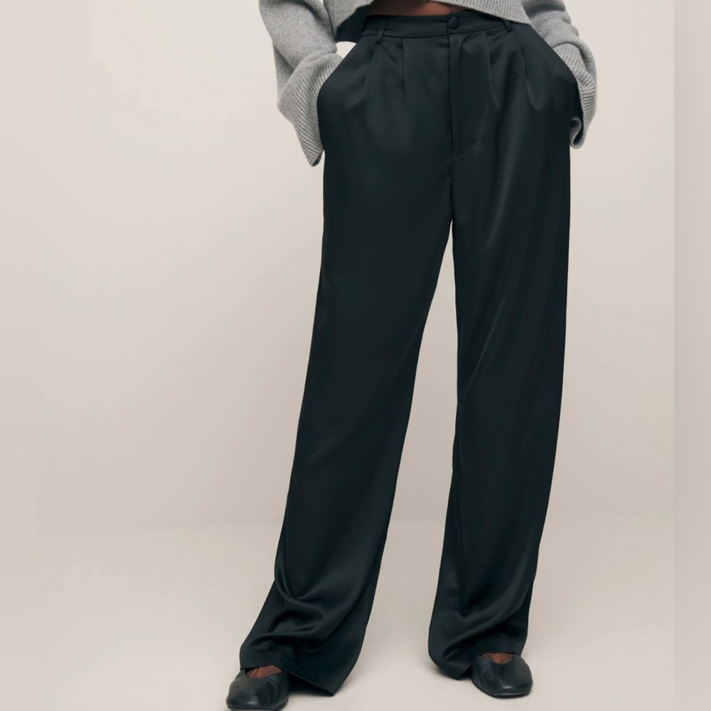 Reformation Mason Satin Pant | Black 🎉 Last One 🎀 NEW